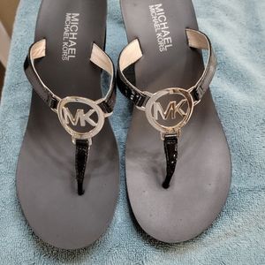 Michael Kors  Black & Silver sandals.
